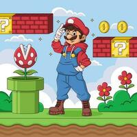 Plumber Character in Arcade Game vector