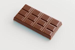 imagen de cerca arriba de un delicioso derritiendo chocolate bar aislado en blanco antecedentes. para chocolate festival, alimento, dulce postre, San Valentín día o chocolate día por ai generado foto