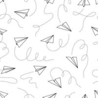 Paper airplane vector seamless pattern