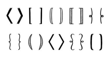 Hand drawn bracket, parenthesis element. Doodle sketch bracket vector