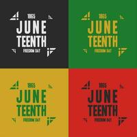 typography sticker design of juneteenth on different colors background for juneteenth on june 19 vector