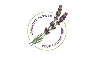 Fresh Beauty Fragrant Violet Lavender Flower Branch Logo Icon Illustration vector