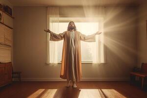 Ascension day of jesus christ or resurrection day of son of god. Good friday. Ascension day concept in living room by photo