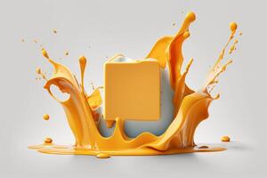 A delicious melting cheese splash in a realistic style. Hot cheese or cheddar splash. Tasty cheese liquid splash. Cheese sauce crown splash. For italian food, world cheese day, dessert by photo