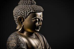 un tailandés Buda estatua se sienta y meditando a budista templo. antiguo Tailandia Buda rostro. antecedentes para vesak festival celebracion. vesak día concepto. vesak celebracion día saludos por ai generado foto