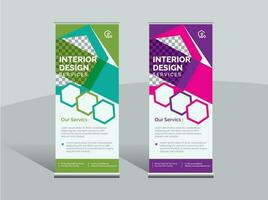 Interior Design Roll Up Banner template, stand design, display stand Design. vector