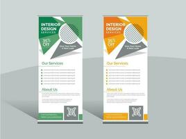 Interior Design Roll Up Banner template, stand design, display stand Design. vector