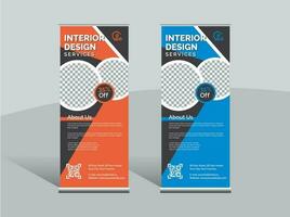 Interior Design Roll Up Banner template, stand design, display stand Design. vector