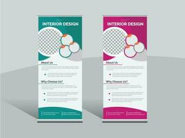 Interior Design Roll Up Banner template, stand design, display stand Design. vector