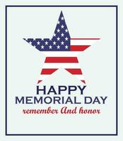 happy memorial day remember and honor lettering banner card post cover poster vector illustration