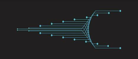 abstract light lines digital, communication on black background vector