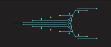 abstract light lines digital, communication on black background vector