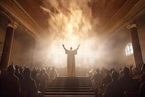 Ascension day of jesus christ or resurrection day of son of god. Good friday. Ascension day concept in church by photo