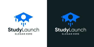 College, Graduation cap, Campus, Education logo design with people or students and launch design graphic vector illustration. Student launch symbol, icon, creative.