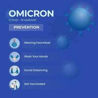 información acerca de prevenir a el untado de omicron variante en azul antecedentes. vector