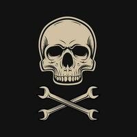 illustration vector of skull and wrench perfect for print,etc