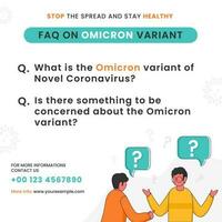 Stop The Spread And Stay Healthy Based FAQ On Omicron Variant With Contact Details vector