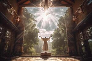 Ascension day of jesus christ or resurrection day of son of god. Good friday. Ascension day concept in church by photo