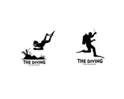 Set of diver silhouettes vector design collection