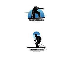 Set of collections of snowboarding silhouettes vector design