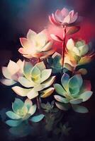 Vibrant Succulent Garden An Aquarelle Painting photo