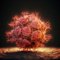 Exploring the Intricacies of Cellular Life A Mesmerizing 3D Illustration Showcasing the Microscopic World of Cancer Cells photo