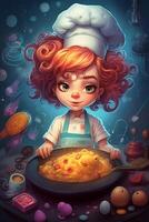 Magical Kitchen Adventure with Little Chef Girl photo