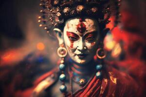 Colorful makeup on figures for the Tibet Vajrayogini Feast Day Celebration photo