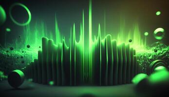 Green Frequency Waves on Dark Background, Abstract Artwork photo