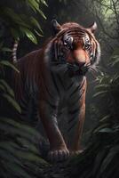 Majestic Chinese Tiger Roaming Through the Jungle photo