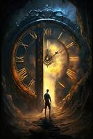 ilustración reloj símbolo de hora y infinito ai generado contenido foto