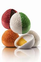 Vibrant Yuanxiao Rice Balls Against White Background photo