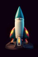 Launching into Success 3D Rendering of Rocket Model Against Dark Background photo