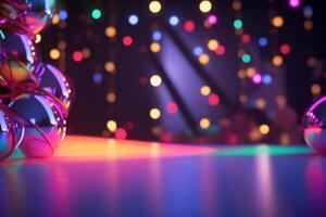 Vibrant Disco Lights Illuminate Empty Dance Floor photo