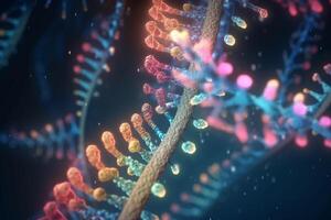 Abstract 3D Illustration of Protein Biosynthesis Process in Microscopic Scale with Vibrant Colors photo