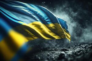 Ukrainian Flag Waves Amidst Protests A Symbol of Freedom photo