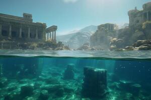 The Mystical Sunken City A Half-Submerged View of Atlantis in Crystal Blue Waters photo