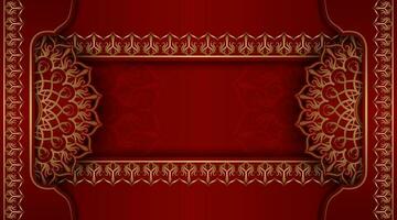 red luxury background, with gold mandala ornament vector