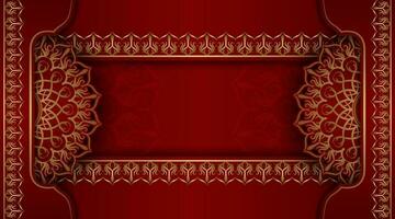 red luxury background, with gold mandala ornament vector