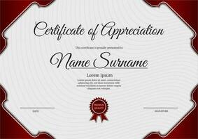 certificate template, red and white vector