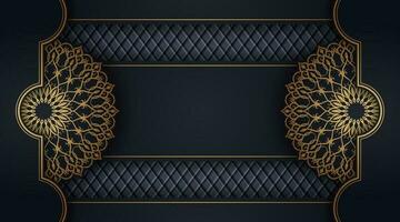 Black background with golden mandala ornament vector