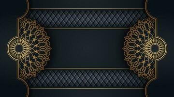 Black background with golden mandala ornament vector