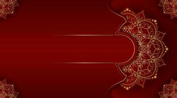 red luxury background, with gold mandala ornament vector