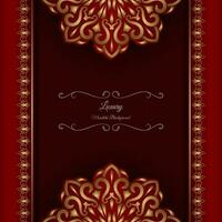 red luxury background, with gold mandala ornament vector