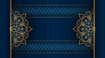 luxury mandala background, blue and gold, design vector