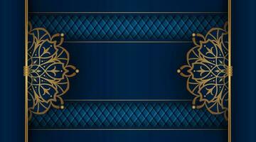 luxury mandala background, blue and gold, design vector