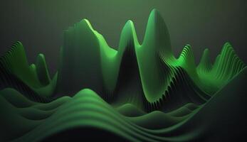 Green Frequency Waves on Dark Background, Abstract Artwork photo