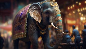 The Golden Adorned Indian Elephant A Majestic Display of Culture and Tradition photo