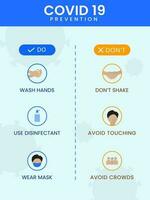 Essential Dos And Donts of Prevention On Blue Background. vector
