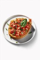 Mouth-watering Bruschetta A Delicious Italian Appetizer on White Background photo